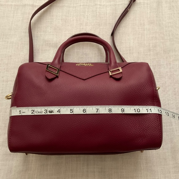 Versace Collection Barrel  Burgundy Leather Satchel Shoulder Bag NWOT - Picture 3 of 16